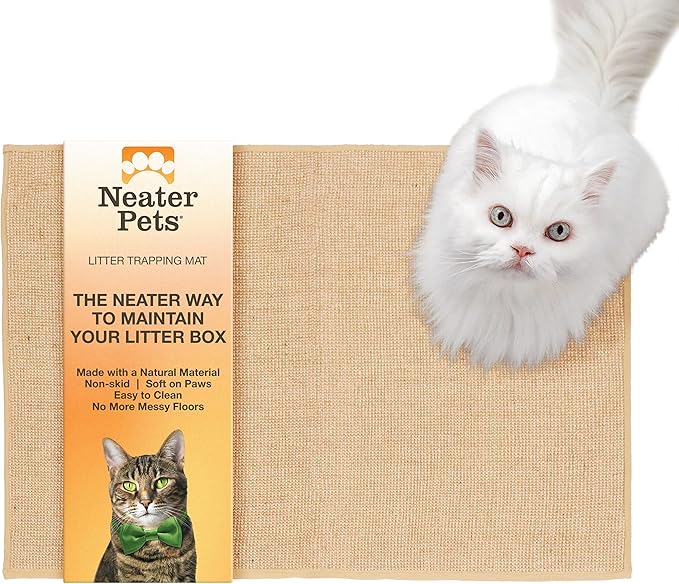 Neater Pets Jute Cat Litter Trapping Mat - Catches Spilled Litter Mess from Kitty Litter Box to Protect Floors, Soft on Cats Paws, Anti-Skid Backing, Easy to Clean, Beige, 24" x 36" — image 1