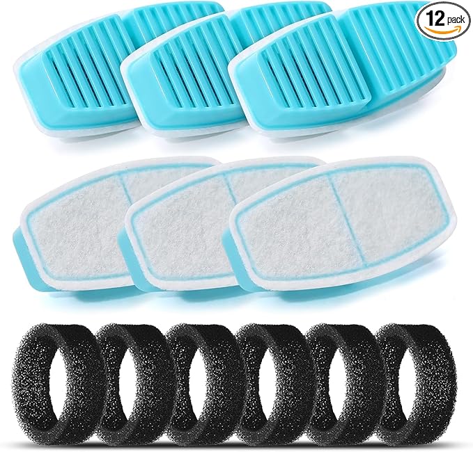 BEMOONY Cat Water Fountain Filters: Pet Water Fountain Replacement Filter - 12 Packs of Cat Fountain Filters (6 Carbon Filters + 6 Sponges) - Multiple Filtration Please Replace it Every 2-3 Weeks — image 1