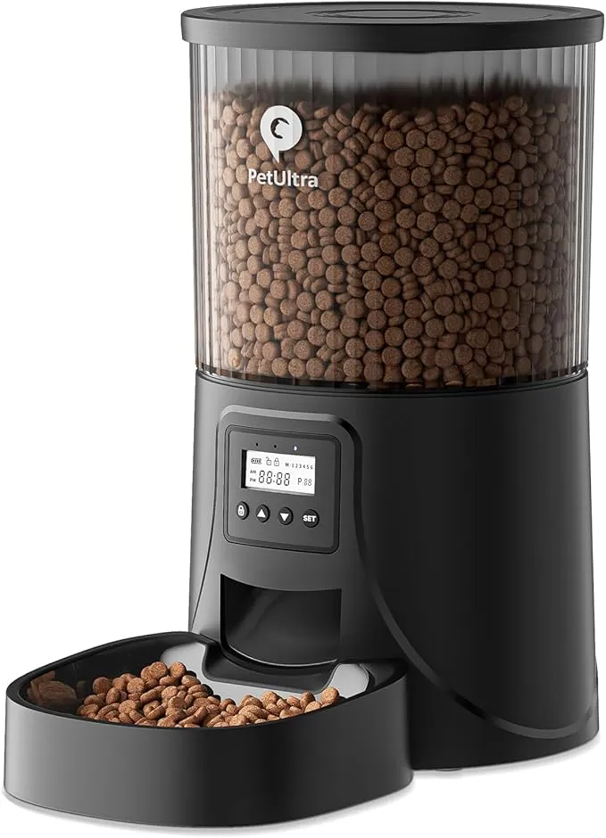 PETULTRA Automatic Cat Feeder: 4L Timed Cats Food Dispenser Programmable 1-6 Meal for Cat and Small Medium Dog- Auto Pet Feeder Easy to Set Up Dual Power Supply with Desiccant Bag| Detachable Washable product image
