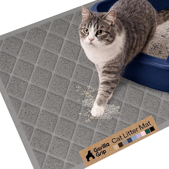 GORILLA GRIP Cat Litter Box Mat, Cushioned Coil Mesh Litter Trapping Mats, Scatter Control Supplies for Less Mess, Phthalate Free, Ultra Deep Catch Grooves, Rinse or Vacuum to Clean, 24x17 Gray — image 1