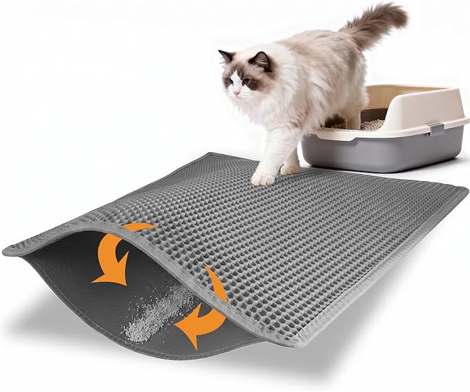 Pieviev Cat Litter Mat Double Layer Waterproof Urine Proof Trapping Mat 1 Pack (Gray, 30x24 Inch (Pack of 1)) — image 1