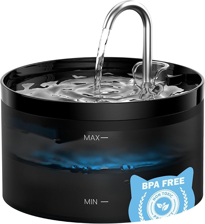 Cat Water Fountain: Dog Bowl Fountains - Automatic Pet Dispenser - Dogs Drinking Waterer Bowls Indoor - Auto Watering Dish Supplies - Easy Cleaning Animal Machine - Quiet 67oz/2L Kitty Drink Fountain — image 1