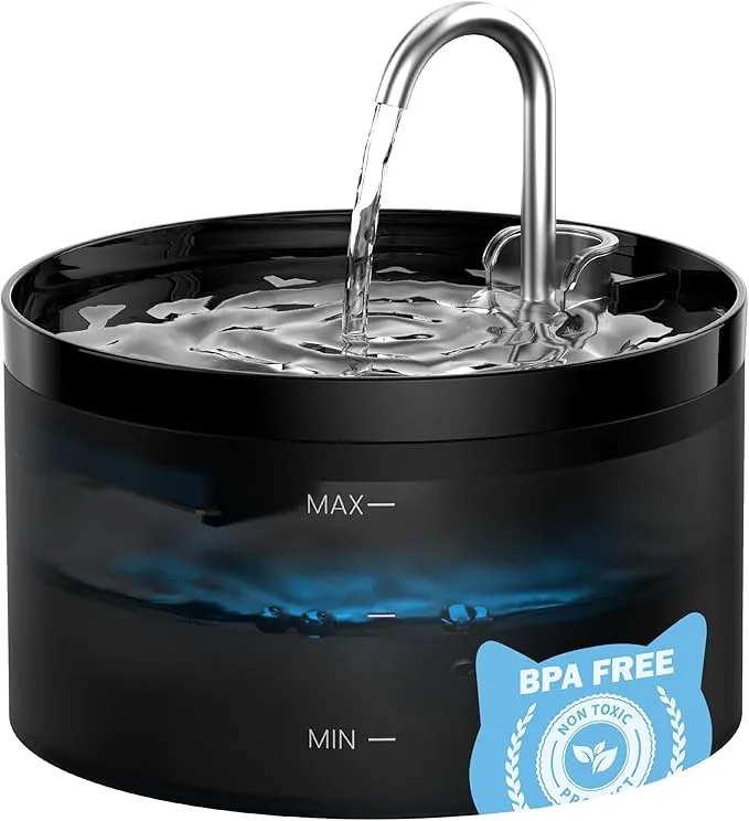 Cat Water Fountain: Dog Bowl Fountains - Automatic Pet Dispenser - Dogs Drinking Waterer Bowls Indoor - Auto Watering Dish Supplies - Easy Cleaning Animal Machine - Quiet 67oz/2L Kitty Drink Fountain product image