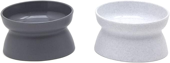 Kitty City Elevated Cat Bowls (Set of 2), Whisker-Friendly Raised Cat Food & Water Dishes, Modern Pedestal Design, Dishwasher Safe, 6.5 oz Each – White & Gray — image 1