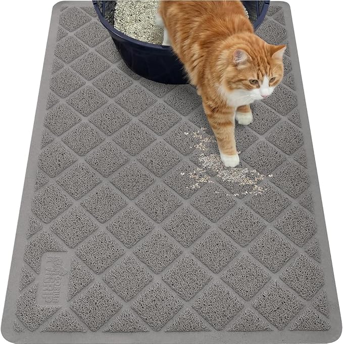 GORILLA GRIP Cat Litter Box Mat, 35x23, Cushioned Coil Mesh Litter Trapping Mats, Scatter Control Supplies for Less Mess, Phthalate Free, Ultra Deep Catch Grooves, Rinse or Vacuum to Clean, Gray — image 1