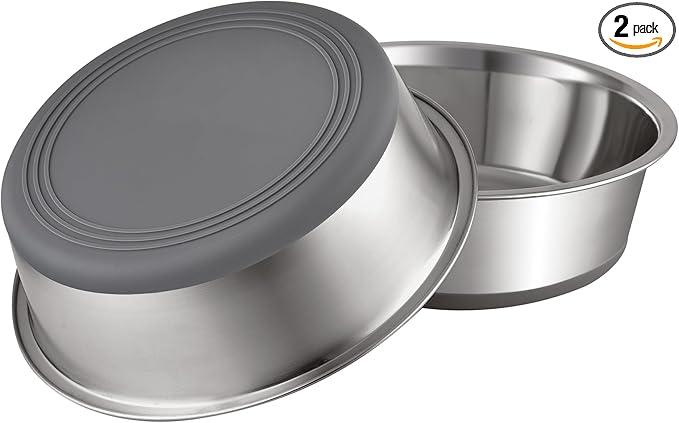 PEGYY11 Nonslip Stainless Steel Dog Cat Bowls, 2 US Cup, 2 Count — image 1