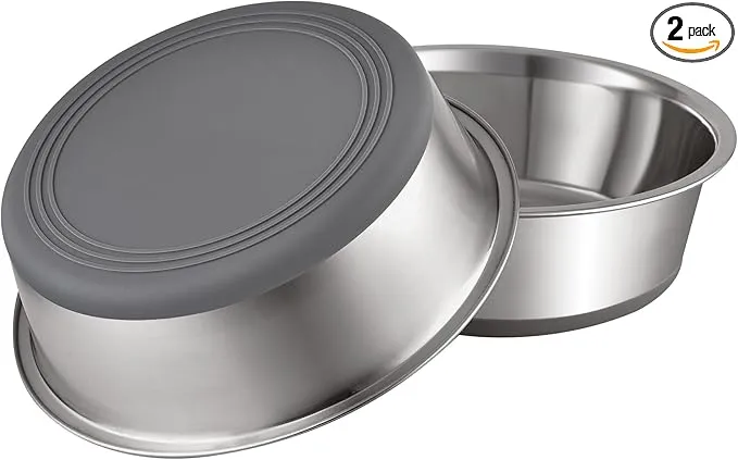 PEGYY11 Nonslip Stainless Steel Dog Cat Bowls, 2 US Cup, 2 Count product image