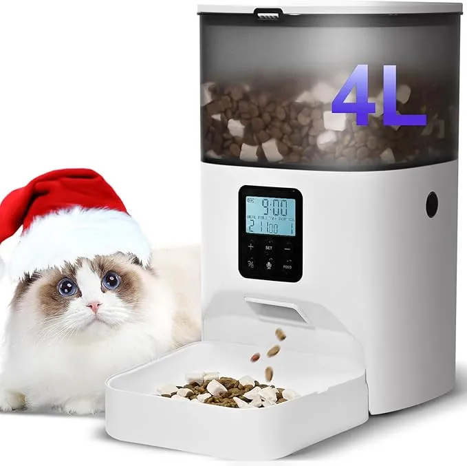 ANDOLL HOME Automatic Cat Feeder, 4L Cat Food Dispenser with 10s Voice Recorder, Pet Feeder up to 8 Meals per Day, Timed Dog Feeder with Dry Food Sealed Ring product image