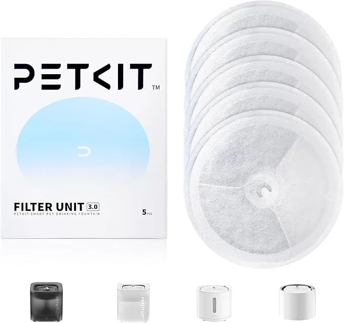 PETKIT Upgraded Filter Units 3.0 for PETKIT Pet Water Fountains Eversweet 2S/3/3 Pro,Eversweet Solo/Solo2/Solo SE & CYBERTAIL, Replacement Filters (5 pcs) product image