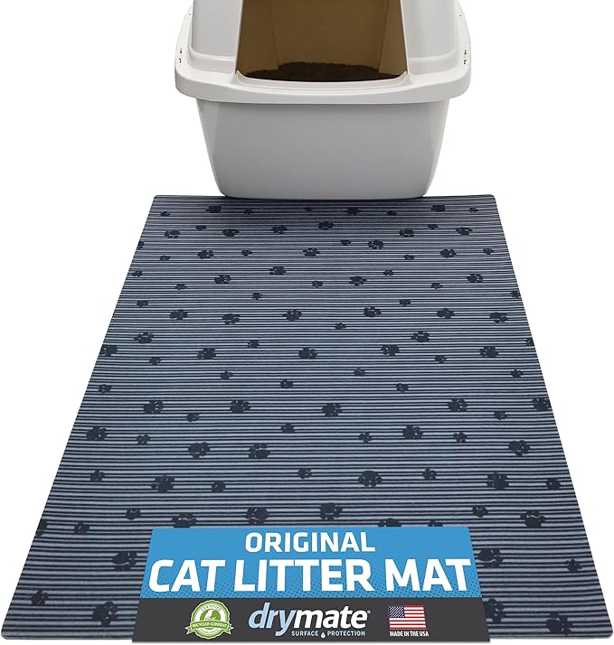 Drymate Cat Litter Box Mat, Litter Trapping Mat, Waterproof, Urine-Proof, Absorbent, Machine Washable, Soft on Paws, Contains Mess, Protects Floors, Kitten Supplies, Gray, 20x28 — image 1