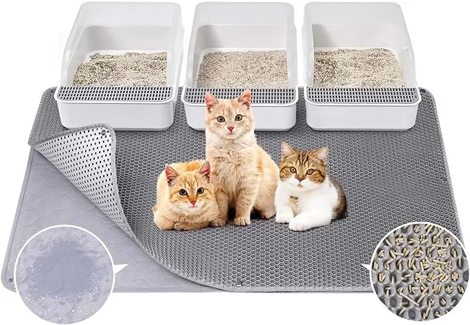 Fostanfly Cat Litter Mat - Extra Large XL 45"x 27" Cat Litter Trapping Mat, Machine Washable Double Layer Design, Urine & Waterproof for Kitty- Easy Clean for Floor product image
