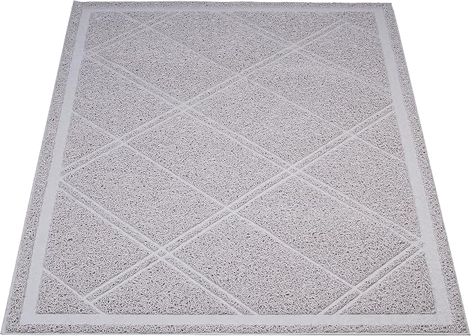 Amazon Basics Less-Mess Litter Trapping Cat Litter Box Mat, Soft on Kitty Paws, Waterproof, Scatter Control, 24" x 35", Grey — image 1