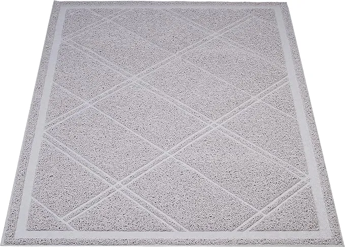 Amazon Basics Less-Mess Litter Trapping Cat Litter Box Mat, Soft on Kitty Paws, Waterproof, Scatter Control, 24" x 35", Grey product image