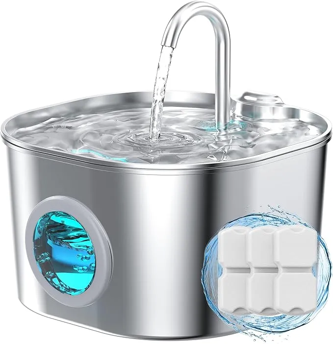 Cat Water Fountain Stainless Steel: Pet Fountains for Cats/Dog Indoor Automatic Waterer Bowls for Drinking Small Animal Water Dispenser Metal Pets Watering Faucet Bottle Auto Kitty Watering Supplies product image