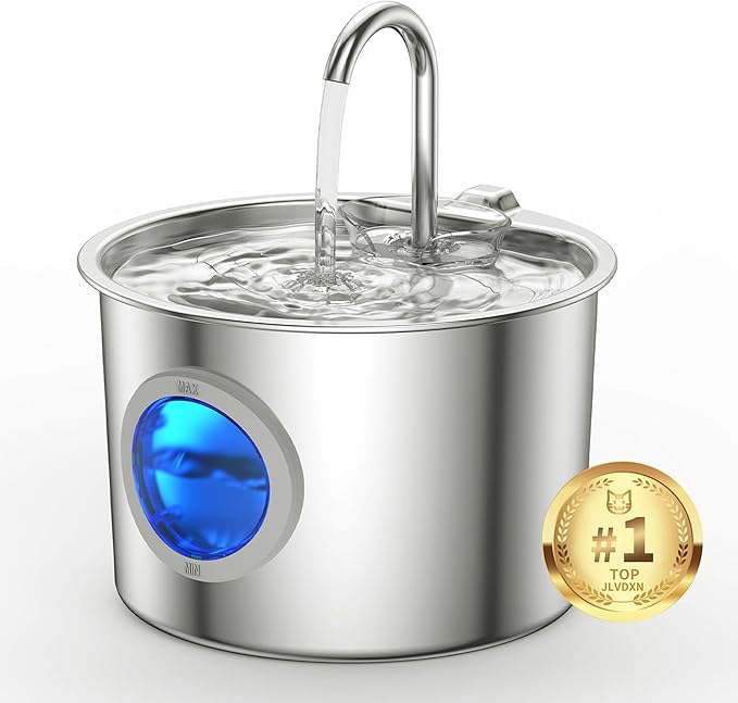 Cat Water Fountain Advanced 304 Stainless Steel 2.2L/74oz with Detachable Tank, Easy to Clean, Automatic Pet Fountain Quiet Cats Water Dispenser, Perfect for Cats Dogs Indoor — image 1