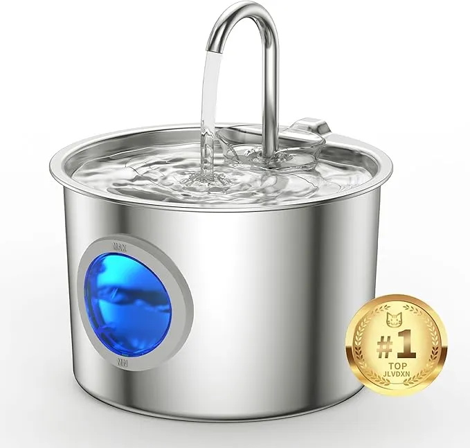 Cat Water Fountain Advanced 304 Stainless Steel 2.2L/74oz with Detachable Tank, Easy to Clean, Automatic Pet Fountain Quiet Cats Water Dispenser, Perfect for Cats Dogs Indoor product image