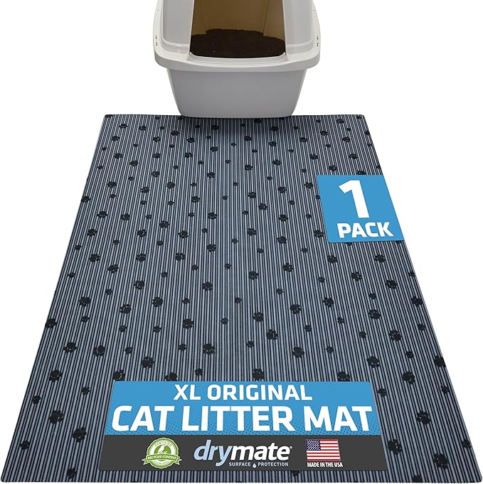 Drymate Cat Litter Box Mat, Litter Trapping Mat, Waterproof, Urine-Proof, Absorbent, Machine Washable, Soft on Paws, Contains Mess, Protects Floors, Kitten Supplies, Dark Grey, 28x36 XL — image 1