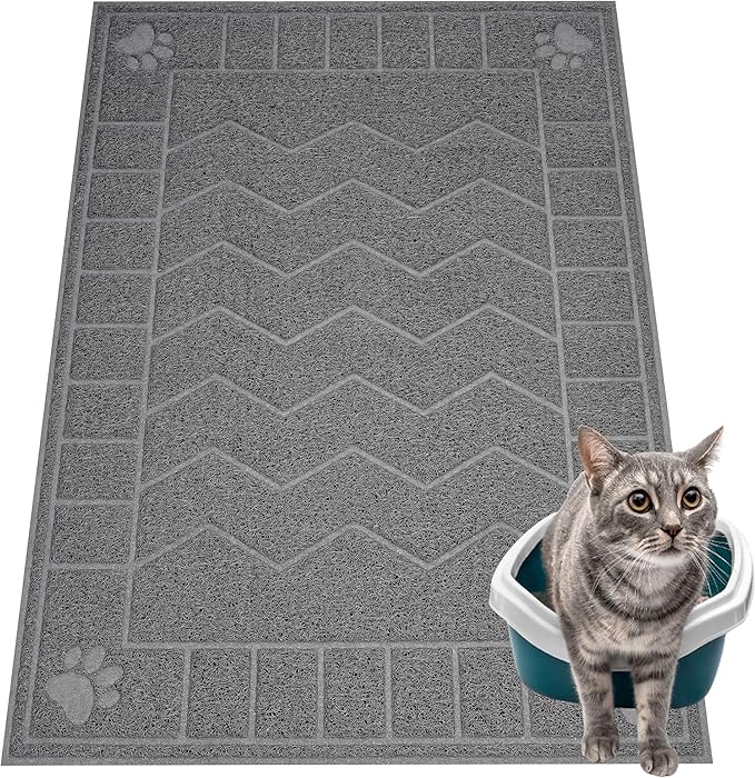 Cat Litter Box Mat, 35" x 24" Large Kitty Litter Trapping Mat Keep Floor Clean, Litter Box Mat Scatter Control, Waterproof, Easy to Clean, Durable Large Size Litter Mats for Floor — image 1