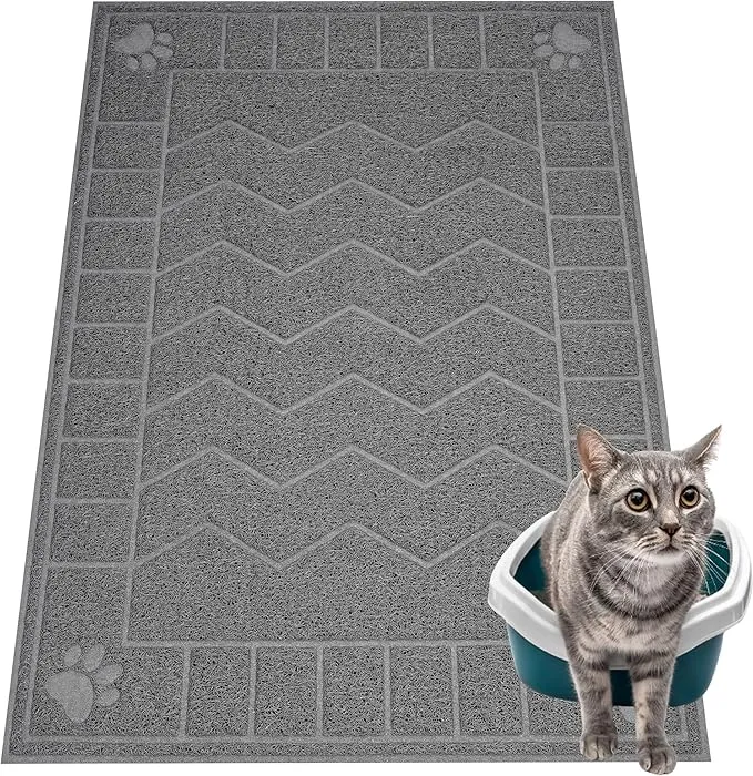 Cat Litter Box Mat, 35" x 24" Large Kitty Litter Trapping Mat Keep Floor Clean, Litter Box Mat Scatter Control, Waterproof, Easy to Clean, Durable Large Size Litter Mats for Floor product image