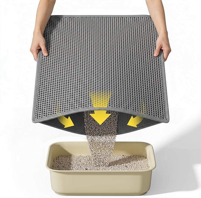 Cat Litter Mat, 30"X24" Large Double Layer Litter Trapping Mat, Waterproof/Urineproof, Easy to Clean Kitty Litter Mats for Floor, Scatter Control (Grey-1Pack) — image 1