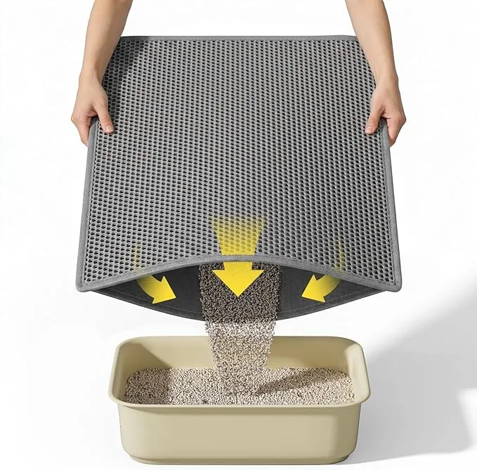Cat Litter Mat, 30"X24" Large Double Layer Litter Trapping Mat, Waterproof/Urineproof, Easy to Clean Kitty Litter Mats for Floor, Scatter Control (Grey-1Pack) product image