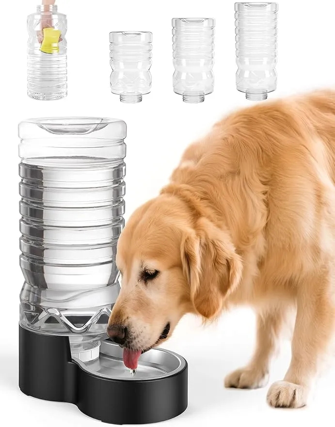 Heouvo 2.5 Gallon Automatic Dog Water Dispenser【Wide Mouth for Easy Hand-in Cleaning】【Removable Stainless Steel Bowl】, Gravity Refilling Large Capacity for Cats and Dogs, Multi-Pet Homes product image