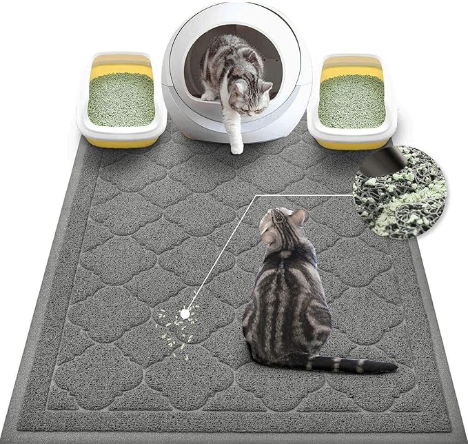 WePet Cat Litter Box Mat, Kitty Premium PVC Pad, Durable Trapping Rug, Phthalate Free, Urine-Resistant, Scatter Control, XXL 47 x 36 Inch, Grey — image 1