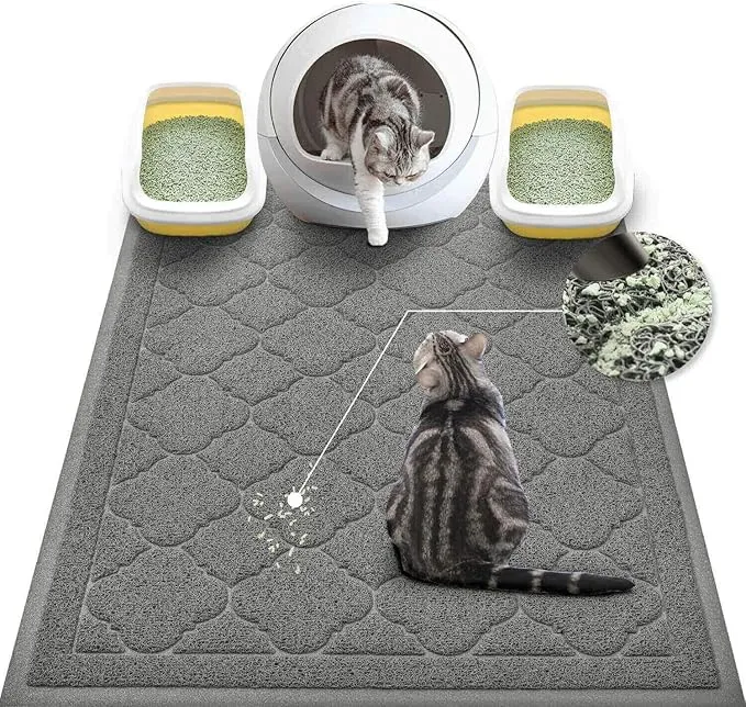 WePet Cat Litter Box Mat, Kitty Premium PVC Pad, Durable Trapping Rug, Phthalate Free, Urine-Resistant, Scatter Control, XXL 47 x 36 Inch, Grey product image