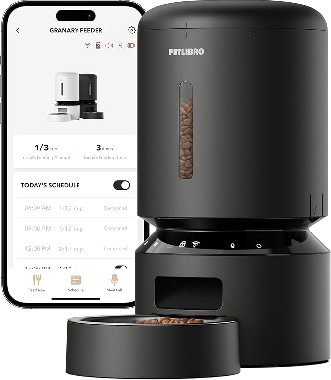 PETLIBRO Automatic Cat Feeder, 5G WiFi Automatic Dog Food Dispenser with Freshness Preservation, 5L Timed Pet Feeder with Low Food Sensor, Up to 10 Meals Per Day, Granary Black — image 1