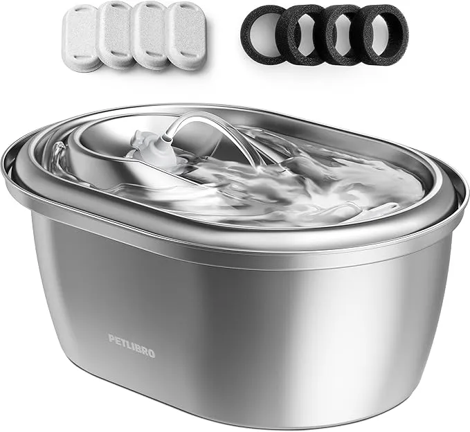 PETLIBRO Stainless Steel Cat Water Fountain, 101oz/3L Pet Water Fountain for Cats Inside, Food-Grade Dog Water Fountain, Automatic Cat Water Dispenser product image