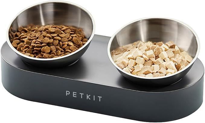 PETKIT 304 Stainless Steel Elevated Cat Bowls&Dog Bowls,Raised Cat Food and Water Bowl Set, Non-Slip, Anti Vomiting 15°Tilted Cat Small Animal Plate — image 1
