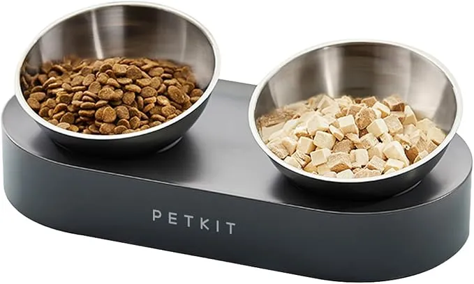 PETKIT 304 Stainless Steel Elevated Cat Bowls&Dog Bowls,Raised Cat Food and Water Bowl Set, Non-Slip, Anti Vomiting 15°Tilted Cat Small Animal Plate product image
