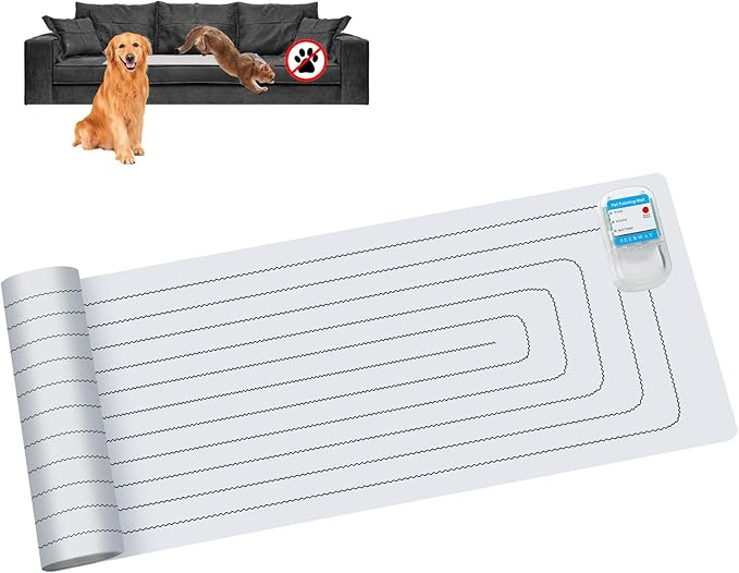 SEERWAY Scat Pet Shock Mat Indoor, Safe Shock Training Pads for Dogs and Cats, Electric Repellent Mat Keeps Pets Off Couch, Sofa, Counter Top, 3 Training Modes, 60"x12" Rectangular, Battery Operated — image 1