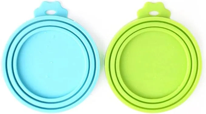 Comtim Pet Food Can Cover Silicone Can Lids for Dog and Cat Food(Universal Size,One fit 3 Standard Size Food Cans),Blue and Green product image