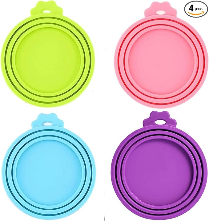 4 Pack Pet Food Can Cover Silicone Can Lids for Dog and Cat Food(Universal Size, One fit 3 Standard Size Food Cans) — image 1