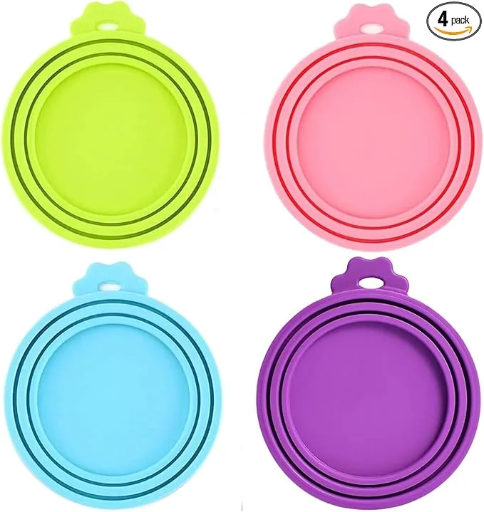 4 Pack Pet Food Can Cover Silicone Can Lids for Dog and Cat Food(Universal Size, One fit 3 Standard Size Food Cans) product image