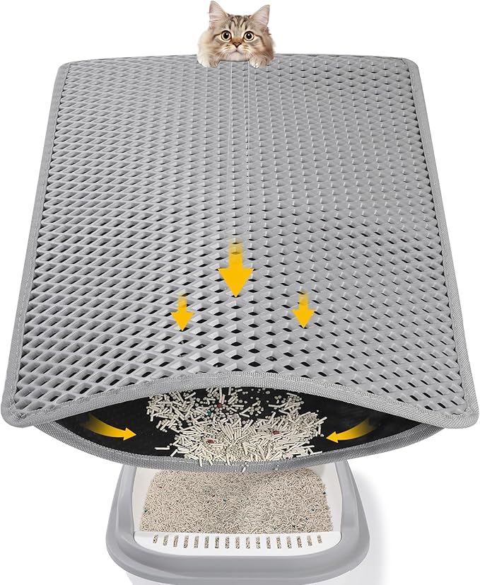 Double Layer Cat Litter Mat, 24x15 Inch Waterproof Litters Box Mat, Non-Slip Cat Mat for Litter Box — image 1