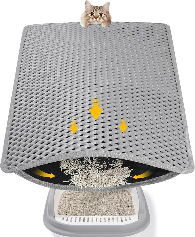 Double Layer Cat Litter Mat, 24x15 Inch Waterproof Litters Box Mat, Non-Slip Cat Mat for Litter Box product image