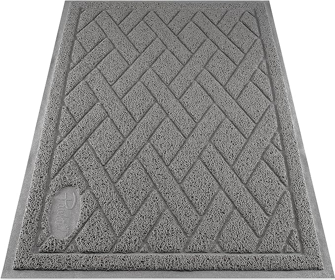 Pawkin Cat Litter Mat, Patented Design with Litter Lock Mesh, Extra Large, Durable, Easy to Clean, Soft, Fits Under Litter Box, Litter Free Floors, Gray — image 1