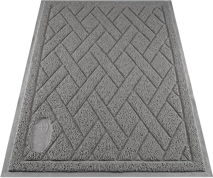 Pawkin Cat Litter Mat, Patented Design with Litter Lock Mesh, Extra Large, Durable, Easy to Clean, Soft, Fits Under Litter Box, Litter Free Floors, Gray product image