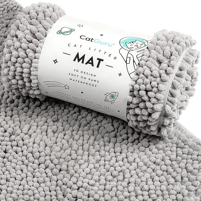 CatGuru Cat Litter Mat, Medium, Extra Large, XXL, Waterproof Litter Box Mat, Non Slip Kitty Litter Mat, Machine Washable Litter Trapping Mat, Soft Litter Tray, Cat Stuff (XL, Gray/Heavy-Duty) product image
