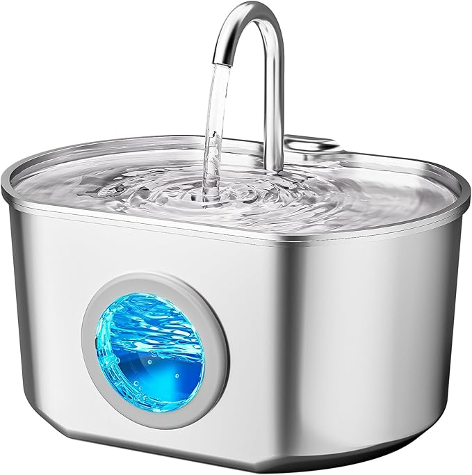 Cat Water Fountain Stainless Steel: 73oz/2.2L Cat Fountain for Drinking- Pet Water Fountain Inside - Automatic Dog Watering Dispenser Bowl - Pet Feeding & Watering Supplies — image 1