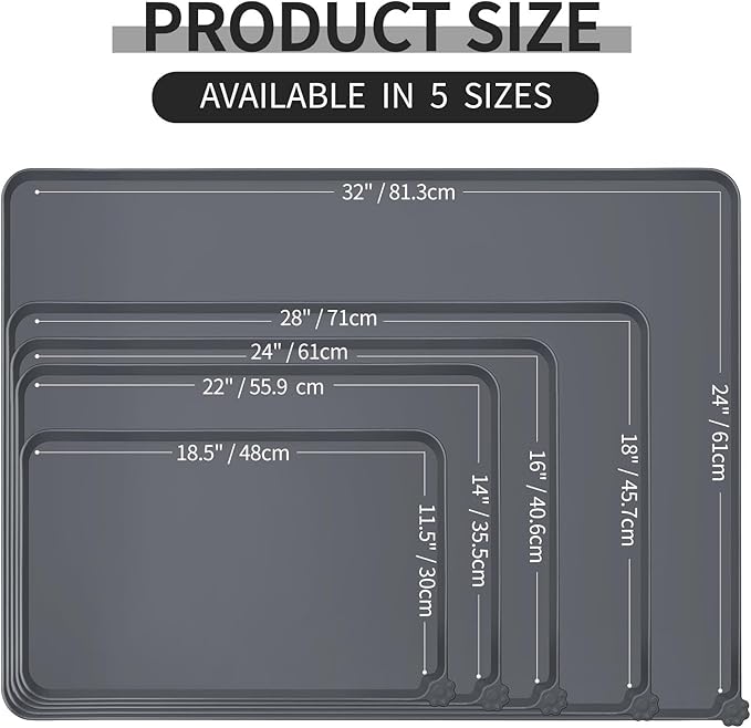 Reopet Waterproof Pet Feeding Mat, Non-Slip Silicone Placemats for Dog Cat Food and Water Bowl, High Raised Edges to Prevent Spills and Protect Floors — image 2