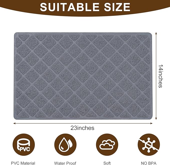 BOOMIBOO Cat Litter Mat Litter Box Mat，Litter Trapping Mat Premium Durable PVC Pad, 23 x 14 Inches, Easy to Clean，Non-Slip，Urine Waterproof — image 2