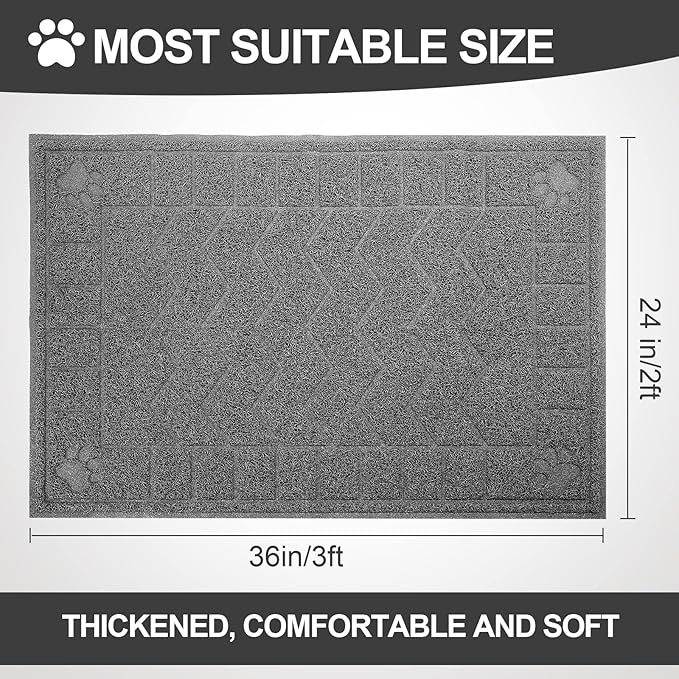 Cat Litter Box Mat, 35" x 24" Large Kitty Litter Trapping Mat Keep Floor Clean, Litter Box Mat Scatter Control, Waterproof, Easy to Clean, Durable Large Size Litter Mats for Floor — image 2