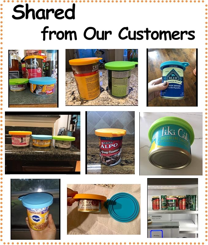Comtim Pet Food Can Cover Silicone Can Lids for Dog and Cat Food(Universal Size,One fit 3 Standard Size Food Cans),Blue and Green — image 2