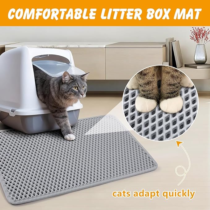 Double Layer Cat Litter Mat, 24x15 Inch Waterproof Litters Box Mat, Non-Slip Cat Mat for Litter Box — image 2