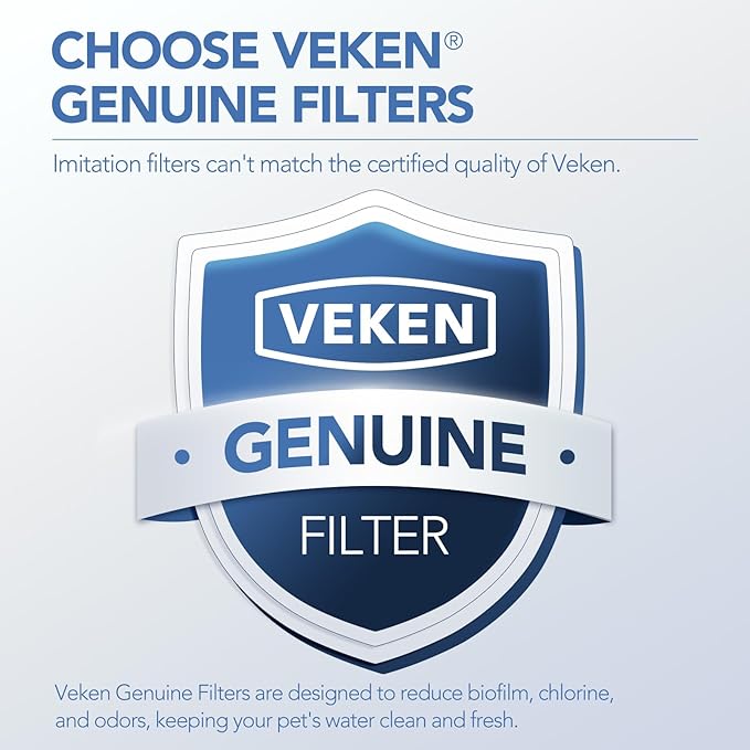 Veken Cat Water Fountain Filters, 8 Pack Replacement Filters & 8 Pack Replacement Pre-Filter Sponges Set for 50oz, 84oz, 95oz or 108oz Automatic Pet Fountain Dog Water Dispenser — image 2