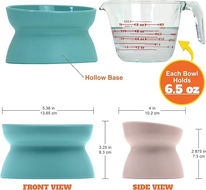 Kitty City Elevated Cat Bowls (Set of 2), Whisker-Friendly Raised Cat Food & Water Dishes, Modern Pedestal Design, Dishwasher Safe, 6.5 oz Each – Teal & Light Pink — image 2