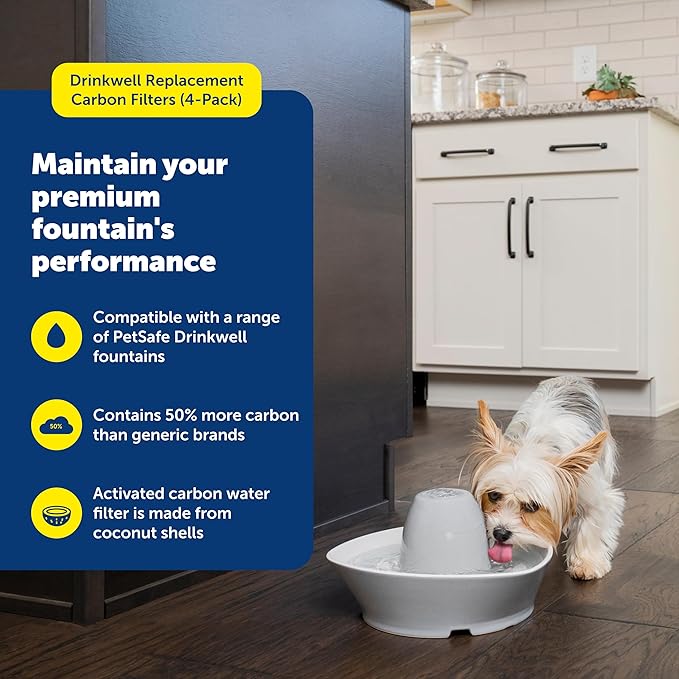 PetSafe Drinkwell Avalon & Pagoda Fountain Activated Carbon Filters - Better Hydration Choice - Long-Lasting Purity - Odor-Free Drinking - Universal Filter Replacement - 4 Pack — image 2